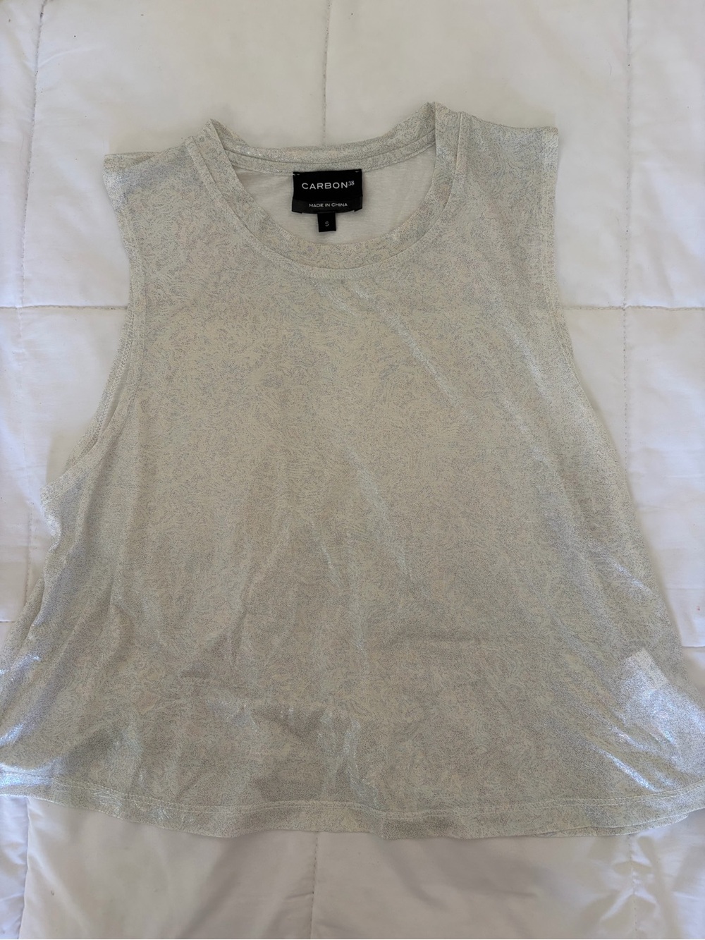 Carbon38 Silver shimmer spot Sleeveless Tank Top